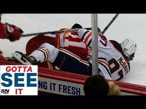 GOTTA SEE IT: Connor McDavid Gets Physical To Incite Battle of Alberta Line Brawl