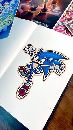 Inking a Sonic the Hedgehog sketchbook drawing