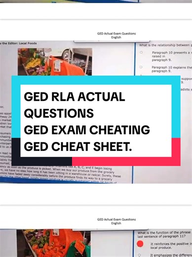 GED RLA ACTUAL QUESTIONS GED EXAM CHEATING GED CHEAT SHEET. #gedexamcheat #gedproctoredexam #gedprep #gedhelper #adultlearning
