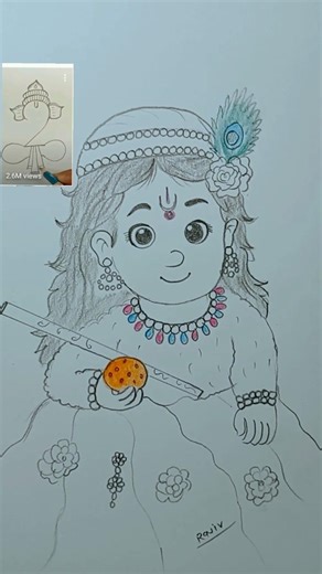 krishna ji drawing with colour step by step