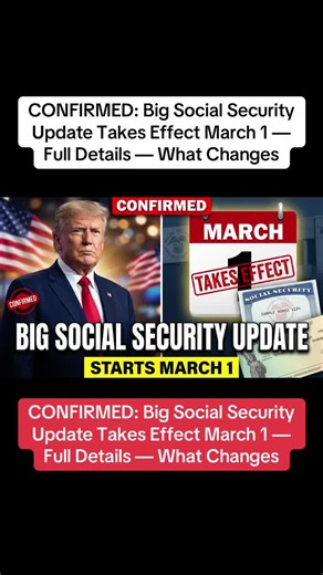 CONFIRMED: Big Social Security Update Takes Effect March 1 — Full Details — What Changes CONFIRMED: A Big Social Security Update takes effect March 1—and in this video, you’ll get the full details in a clear, step-by-step breakdown. If you receive Social Security retirement, SSDI, or SSI, it’s important to understand what “takes effect March 1” really means, who it applies to, and how it could impact monthly benefits, payment schedules, eligibility rules, and common administrative notices. #CONF