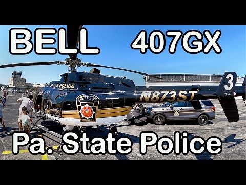 Pennsylvania State Police Bell 407GX helicopter walkaround - Capital City Airport CXY Air Show