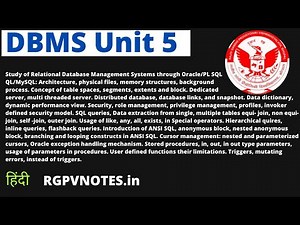 DBMS Unit 5 | RGPVNOTES.in | Jayesh Umre