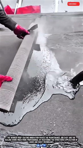 Worker Roof Coating Innovation Makes Waterproofing Job Easy Work