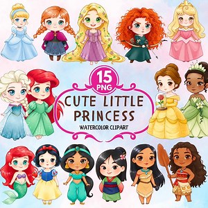 All Princess Clipart Cute Little Princess, Hand Drawn, Little Princess, Baby Shower, Princesses, Fairytales, Girl Birthday Decor Pribtables - Etsy