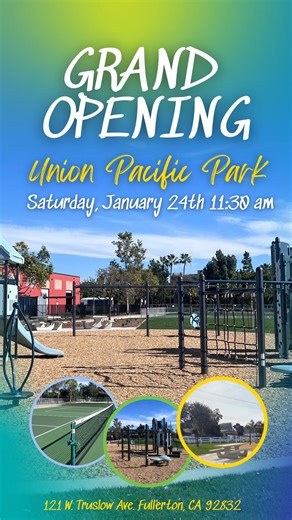 🎉 Tomorrow’s the day, Fullerton! After many years of being closed, Union Pacific Park is officially back — now featuring the FIRST outdoor pickleball courts in a Fullerton park! 🏓🌿 Join us tomorrow at 11:30 AM for the grand opening and be among the first to explore the new playground, green space, and pickleball courts! 📍121 W. Truslow Ave. See you there! 🙌💛 | City of Fullerton, CA Government