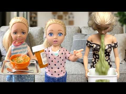 Barbie Doll Family - Sick Mom Get Well Routine