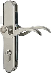 Grisham (Satin Nickel) Hinged Patio Door System with Lever Handle Mortise Lock Set Brass- Perfect for Screen and Storm Door Replacement