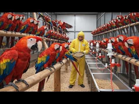 Inside a Massive Scarlet Macaw Mega Farm | Full Breeding & Rearing Process Revealed