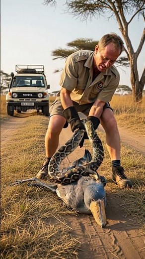 Park Ranger Rescues Shoebill Stork From Deadly Python! #rescue #animals #wildlife