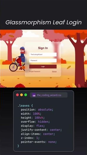 Glassmorphism Leaf Login Form – HTML & CSS UI Design 🌿