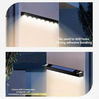 1pc/8LED Solar Wall Light, Outdoor Wall-Mounted, Solar Address Light, Powered By Sunlight From Sunset To Sunrise. Suitable For Signage, Mailbox, House Number, Solar Fence Path Lights, Applicable For Garden, Yard, Patio, Balcony And Staircase Decor. Warm White/Cool White Light. | SHEIN