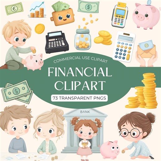 Financial Clipart, Money Finance Clipart, Piggy Bank Savings PNG, Business Planner Clipart, Budget Planning Stickers, Kids Finance Clipart - Etsy