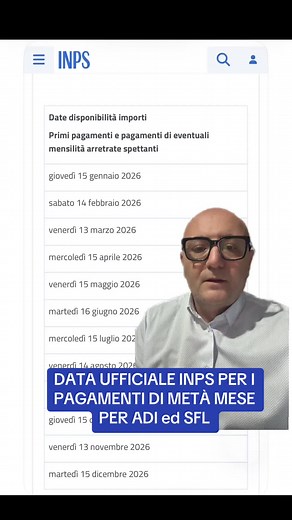 Data ufficiale INPS pagamenti metà mese per ADI e SFL