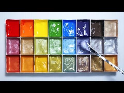Gold vs Silver—24 Stunning Acrylic Colors in Just 4 Minutes! Satisfying Color Mixing