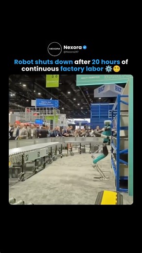 Robot Shuts Down After 20 Hours of Continuous Factory Work 🤖🏭