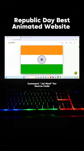 Web Code Journey on Instagram: "Republic Day Best Website 💗 ​Source Code Link Available in My Profile Bio 🚀 ​Dm me to create your High quality website ✅ ​Join My Telegram channel for daily coding update and projects link in Bio ✅ . Like 👍 Share 📲 Comment 📩 . Follow me - @webcodejournney . (Republic day project using javascript, republic day project, republic day website using html css, republic day) . #developergtm #webdevelopment #republicday #reels #codinglife"