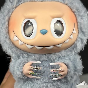 Buy Labubu Press on Nails! French Tip Diamond Star Nail Set Online in India - Etsy