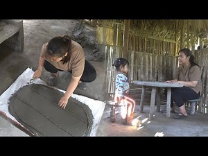 Abandoned Single Mom Life – Crafting a Durable Cement Table & Chairs | Ly Tieu Uyen