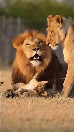 Lioness Slaps Male Lion for Hurting Cub | Funny Wildlife Parenting Moment #lion #wildlife #shorts