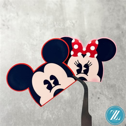 Mickey and Minnie Face Peeker Sticker | Handmade Disney Decal - Etsy