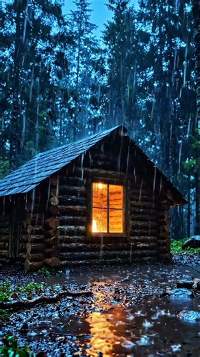 Cozy Log Cabin in the Rain - Heavy Rain ASMR for Deep Sleep and Relaxation. #asmr #asmrsounds #rain