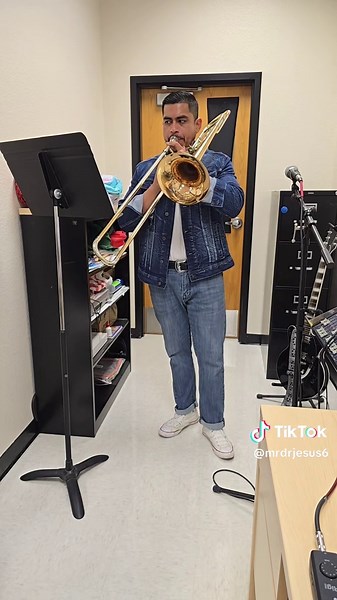 Day 1 practicing #badbunny song #nuevayol on trombone! Gotta get my chops up 🫡 Fun part for sure! I miss playing with a sala band! I wrote out the part because I couldn't print it. 😁 #unveranoennuevayork #trombone #musicteacher