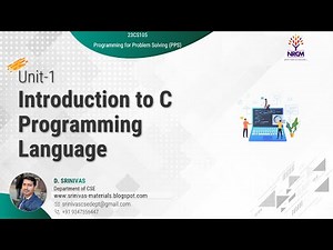 Basics of Computers in C by D Srinivas | L-1 | PPS Classes | Narsimha Reddy Engineering College