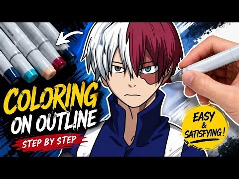 🤯Shoto Todoroki Drawing Tutorial For Beginners|| Colouring On Outline Step By Step.