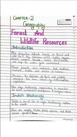 Ch 2 geography class 10 forest and wildlife resources notes |sst ncert notes class 10 #shorts