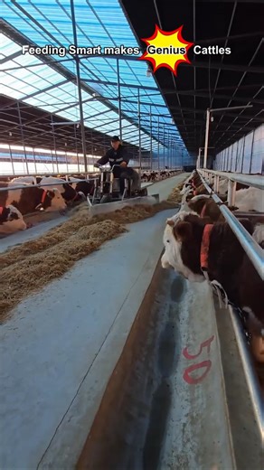 Smart Feed Pusher⚙️:Did You See the Genius Cattle🐄?#shorts