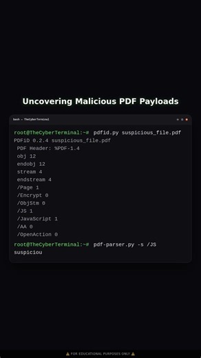Analyzing Malicious PDF Files for Embedded Payloads