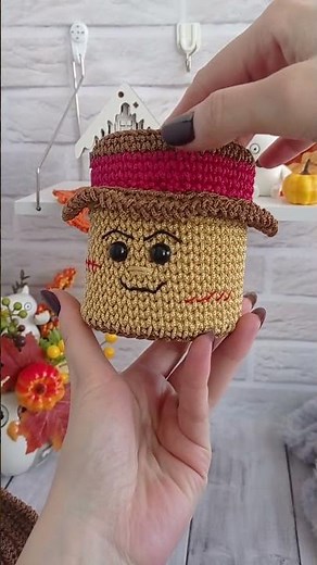 How to make cute Crochet Scarecrow Baskets with Hat!