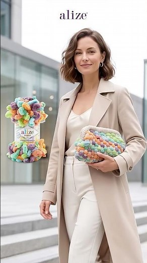 Woven Handbag with Alize Puffy - No knitting needles or crochet hooks needed!