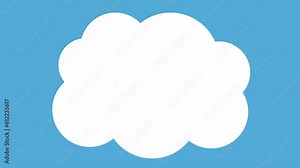 Animated 2D cloud. Empty speech bubble. Blank sticker. Looped 4K message video animation on blue background. Alpha channel. Flat clipart balloon footage template. Motion graphics for web Stock Video