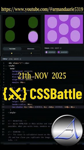 CSS BATTLE 21th NOVEMBER 2025 #cssbattle #CssBattleDaily #codinganddecoding #coding #css