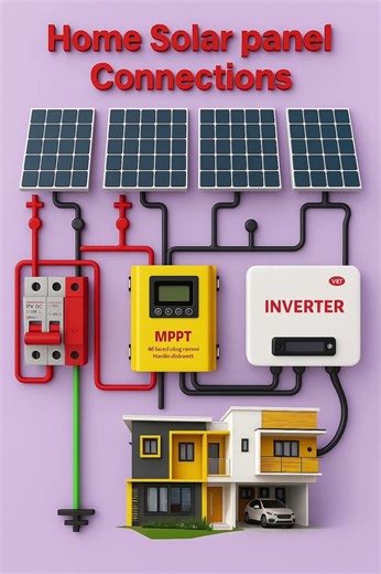 🔆 Home Solar Panel Connections #electrical #viral #shorts #trending