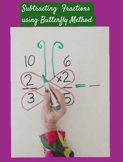 Subtracting Fractions using Butterfly 🦋 Method