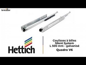 Quadro V6 Ball Bearing Drawer Runner - Silent System - L 500 mm - Galvanized HETTICH