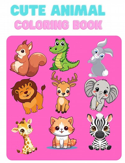 20 Animals Coloring Pages| PDF File ,PNG | for Kids & Teens - Etsy