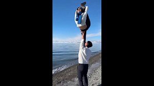 Impressive acrobatics display near the shoreline in Jiangsu, China