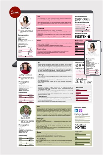 User Persona Template Canva | Marketing Persona Kit | Social Media Audience Profile | Ideal Client Avatar Worksheet | Editable Templates - Etsy