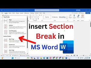 how to insert section break in ms word | how to add a section break in word