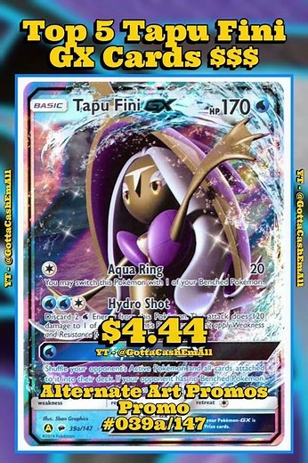 Top 5 RAREST Tapu Fini GX Pokémon Cards! 💧💎 #pokemon #top5 #tcg #pokémon #pokemontcg #pokemoncards