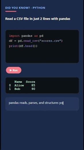 Read Any CSV File in 2 Lines of Python 🐍 | #python #pythontips