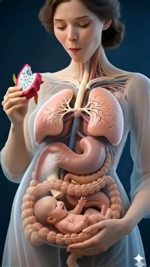 🌸 See How a Pregnant Body Digests Dragon Fruit | Realistic 3D Digestive System Animation 🌸#pregnancy
