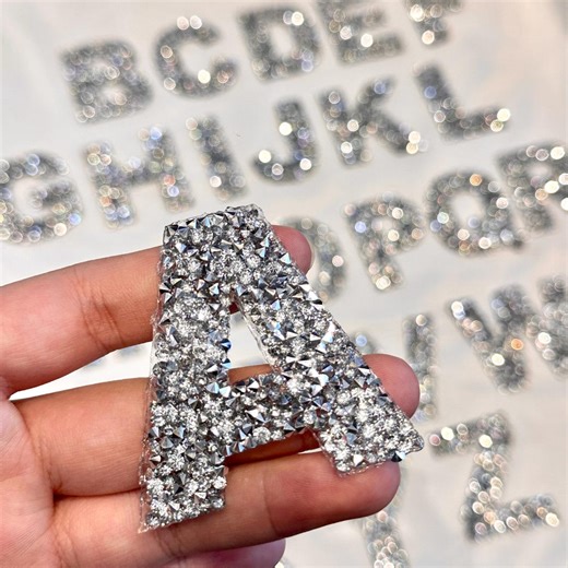 Silver Rhinestone Iron on Letter Patch Applique,diy Silver Iron Rhinestone Letter Patches,wedding Handmade Iron Patch,silver Clothing Patch - Etsy