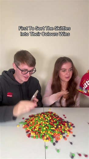 First To Sort The Skittles By Color Challenge