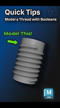 Maya Quick Tip - Modeling Threads using Booleans in Maya #3dart #quicktips