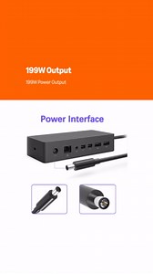 199W 15.35V 12.96A AC Adapter Charger Compatible with Microsoft Surface Docking Station 2, Model 1931 1917 Microsoft Surface Dock 2 Power Supply Cord